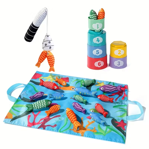 Creative Kids' Fishing Set, Colorful Kids' Party Favor Pack | Kids Fabric Fishing Set, Marine Life Toys - Enhances Hand-Eye Coordination & Attention, Creative Gift Idea for Birthdays, Christmas, Easter, Halloween, Thanksgiving, New Year - Boys & Girls Toys