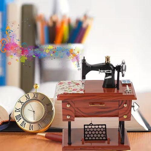 Vintage Music Box, Retro Mini Music Box, Vintage Sewing Music Box, Clockwork Music Box for Birthday Present, Mother's Day gifts, meaningful gifts