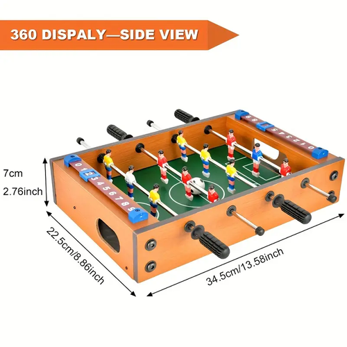 Wooden Mini Foosball Table: Portable Tabletop Soccer Game With High-Quality Plastic Figures & Rods, Easy Fold & Store Design, Perfect For Adults & 14+, Ideal Gift For Holidays, Celebrations