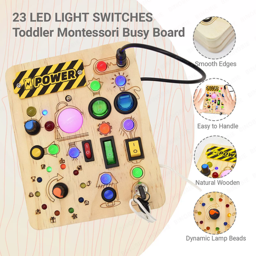 🎁🎁🔥Montessori Sensory Toys, Square-Shaped Wooden Busy Board