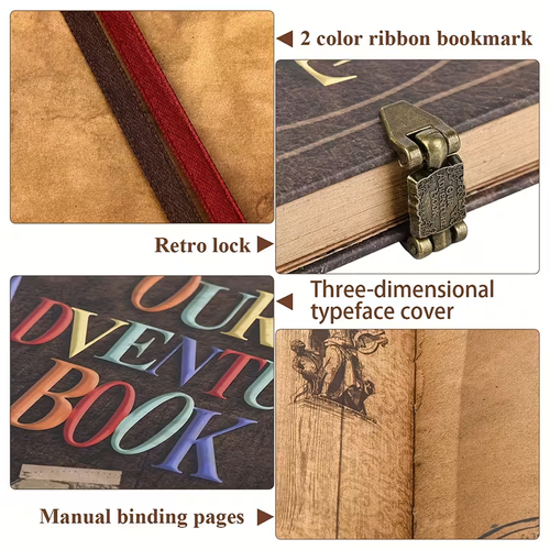 Our Adventure Book Travel Diary Photo Book,11.14x9.44inch 73 sheets146 pages Scrapbook, Photo Album,Retro Style Travel Souvenir, Vintage Guestbook DIY Anniversary Wedding Travel Writing Youngsters Friend Gift, Birthday Gifts for Women(Ball)