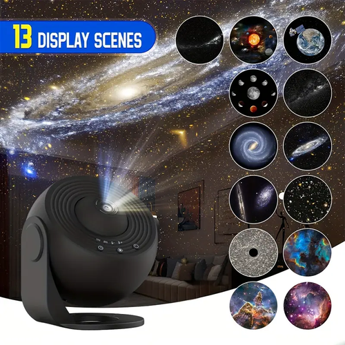 12-in-1 FUCTION Star and Planetarium Projector | USB-Powered, Modern Space-Themed Night Light with Aurora Effects for Bedroom, Ideal for Youngsters and Adults, Adjustable Display Settings