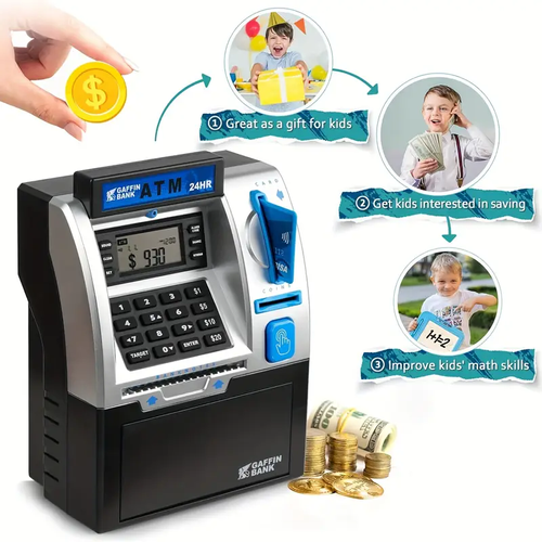 Piggy Bank For Boys Girls, Kids Money Safe Bank For Bills And Coins, Electronic ATM Cash Coin Bank Money Saving Box With Password, Birthday Gifts For Boys Girl