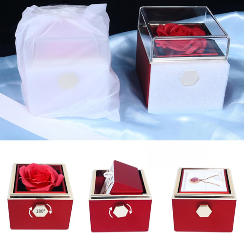 Creative 360 Degree Rotatable Preserved Real Rose Gift Box For Proposal, Ceremony Gift, Birthday🌹