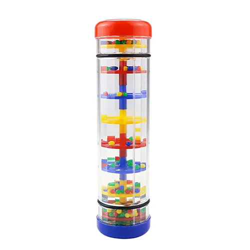 Colorful Rainmaker Musical Toy for Youngsters - Translucent Shaker with Vibrant Beads, Educational Sensory Instrument, Enhances Coordination & Color Recognition, Easy-to-Play, Durable ABS Material