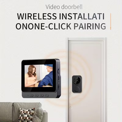 Wireless Video Doorbell with 16GB Card, Visual Doorbell Camera Wifi, HD Video & with 4.3 Inch Display Screen Real Time Indoor Monitor, No App Required, No Network Required, Images & Videos Recording, Local Storage, Enhanced Night Vision, Two-Way Audio, Long Battery