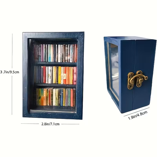 1pc Anxiety Bookshelf Shake Away Your Anxiety Miniature Book Match Boxes Doll House - Aluminum Alloy Blue Mental Health Relax Toy for Adults 18+