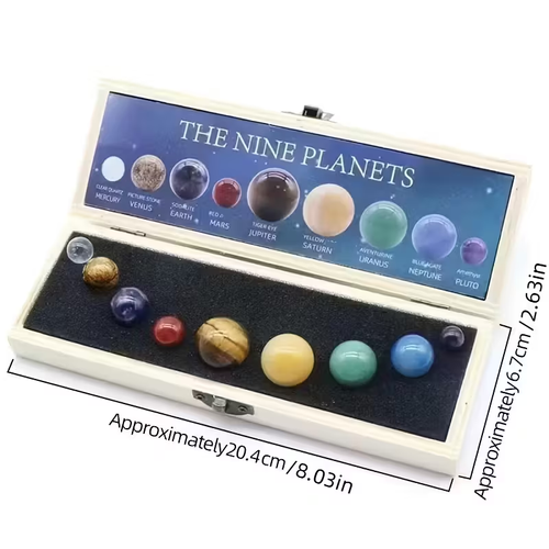 9pcs set Crystal Sphere Ball 9 Planets Solar System Desk Decor Synthetic Gemstonestones Sphere Galaxy Universe Model Celestial Creative Gift Home Office Desk Loose Synthetic Gemstonestone
