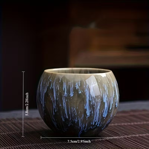 1 Set Wuyi Mountain Ceramic Tea Cup, Traditional Chinese Kiln-Built Five Elements Master Cup, High-End Kung Fu Tea Set, Single Large Sample Tea Cup