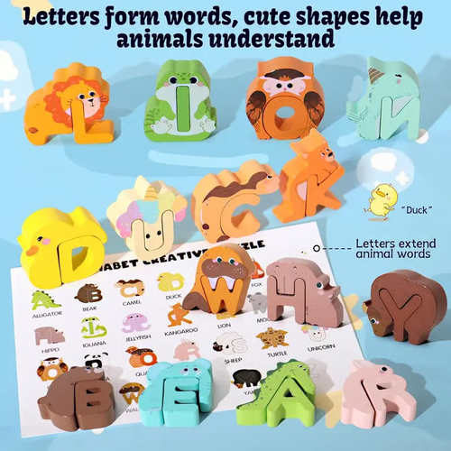 Wild Word Safari: 3D Wooden ABC Animal Matching Puzzle 🐘🧩✨