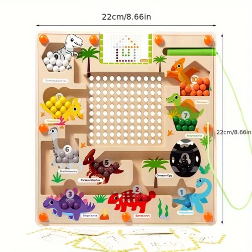 Educational Dinosaur Maze Toy, Educational Magnetic Dinosaur Maze Marble Run , Logical Thinking and Concentration Training Toy for Kids Ages 3-6