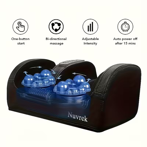 Nuvrek Foot Massager for Circulation And Relaxation - Foot Massager Machine for Relaxation with Heat - Father's Day Gift Mother's Day Gift, Feet Massager, Foot Massager with Heat And Compression, Home Spa, Sleek Massage Device, Ergonomic Design, Easy to Clean, Highquality Materials, Wellness Enthusiasts, Busy Professionals,Random color shipping