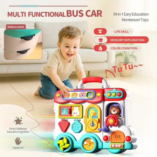 54in 1 Busy Board Toys for Toddler 1-3, Educational Toys for 1+ Year Old, Fine Motor Learning Baby Toys