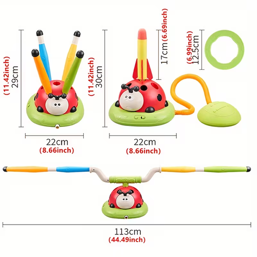 3 in 1 Rocket Launcher Musical Jump, Ring Toss Game, Stomp and Launch Sports and Outdoors Indoors Toys with Halloween, Christmas Gift