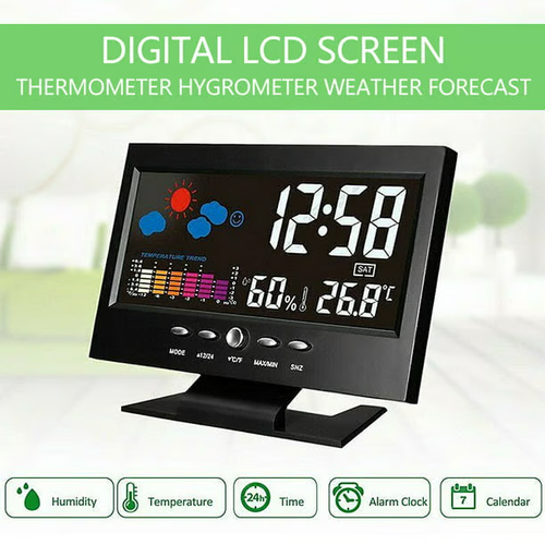 🔥Digital LED Temperature Humidity Monitor🔥🔥 Weather Forecast LED Table Alarm Clock