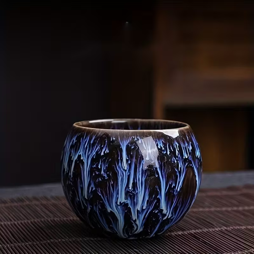 1 Set Wuyi Mountain Ceramic Tea Cup, Traditional Chinese Kiln-Built Five Elements Master Cup, High-End Kung Fu Tea Set, Single Large Sample Tea Cup