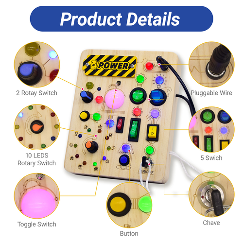 🎁🎁🔥Montessori Sensory Toys, Square-Shaped Wooden Busy Board