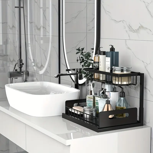 Can Racks, Pull-out Cabinet Organizer Sliding Out Sink Shelf Cabinet Storage Shelf, Storage Kitchen And Bathroom, Black, Easy To Install, Kitchen Space-saving Shelving