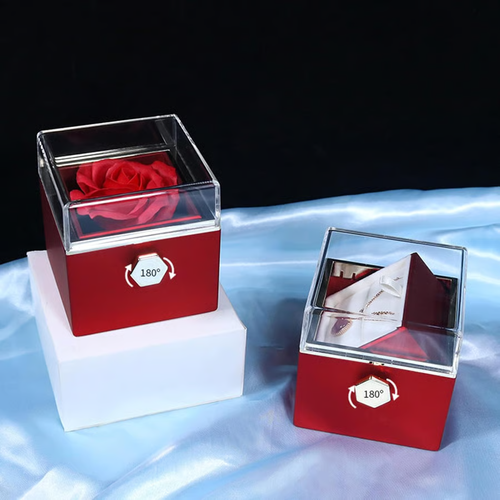 Creative 360 Degree Rotatable Preserved Real Rose Gift Box For Proposal, Ceremony Gift, Birthday🌹