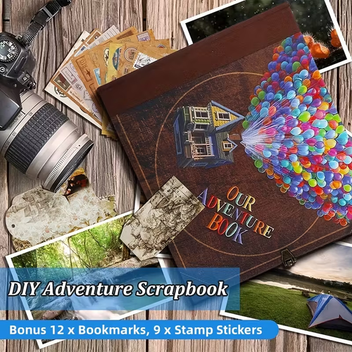 Our Adventure Book Travel Diary Photo Book,11.14x9.44inch 73 sheets146 pages Scrapbook, Photo Album,Retro Style Travel Souvenir, Vintage Guestbook DIY Anniversary Wedding Travel Writing Youngsters Friend Gift, Birthday Gifts for Women(Ball)