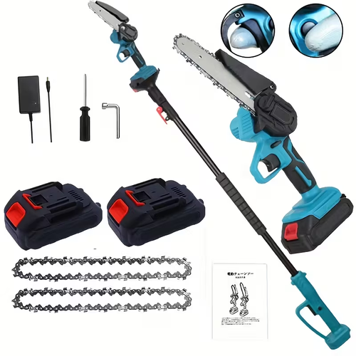 Wireless Pole Saw,2-in-1 Wireless Pole Saw and Mini Chainsaw with Brushless Motor , 6 inch Cutting Chain, Extendable Long Pole, Quick-Change Blades, Safety Lock - Heavy-Duty for Tree Pruning, Gardening, Landscaping - Compatible with US Outlet (110V) - Ideal for Professionals & DIYers, Pole Saws for Tree Trimming, Garden Maintenance, Ergonomic Design, Robust Construction, Outdoor Cutting Tool, Compact Design, Sturdy Build, Professional Landscapers