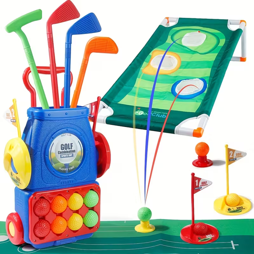 Golf Cart Toy Set, 8 Colorful Balls, 1 Golf Board & Mat, Indoor, Outdoor Play, Durable Plastic, Perfect for Christmas, Halloween, Thanksgiving Gifts