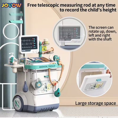 Doctor Game Medical Cart Set , Movable Doctor Toy Table with Stethoscope and Thermometer, Role Playing Doctor Nurse Kit, Various Medical Equipment Toys , Birthday, Thanksgiving and Christmas Gift