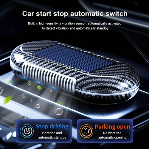 Solar Car Air Purifier Auto-Start with Vibration Detection, Compact Solar Power & 15-Day Battery for Fresh Airflow, No Charging Needed, Auto Air Freshener, Solarpowered Purifier, Lightweight Purifier, Portable Purifier, Highefficiency Filter, Durable Construction, Airflow Enhancer, Outdoor Enthusiasts, Commuters