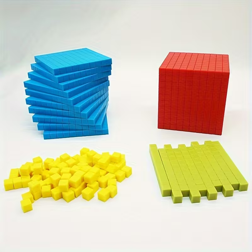 131pcs Base Ten Blocks Toys For Math | Place Value Blocks Plastic Base 10 Math Manipulatives Math Counters Number Blocks Math Cubes, Counting Cubes, Christmas School Gift