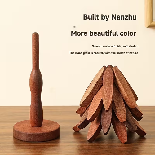 Heat-Resistant Solid Wood Insulation Placemats, Tree Design Home High-Temperature Resistant Table Mat Pot Holder Coaster Premium