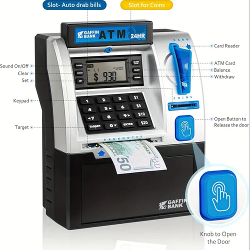 Piggy Bank For Boys Girls, Kids Money Safe Bank For Bills And Coins, Electronic ATM Cash Coin Bank Money Saving Box With Password, Birthday Gifts For Boys Girl