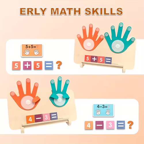1 counting board, 13 digit blocks, 10 cards, 2 bases, 1 bracket to cultivate cognitive abilities, mathematical operations, addition, subtraction, and matching, Halloween, Christmas, and New Year gifts