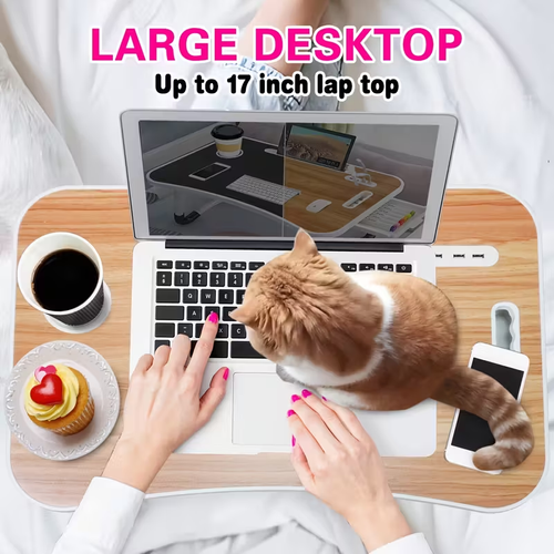 USB Laptop Bed Table, Laptop Desk For Bed, Foldable Laptop Bed Desk With USB Charge Port, Handle, Desktop Card Slot, Cup Slot, Side Drawer, Portable Laptop Table For Bed Eating Reading Working