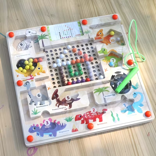 Educational Dinosaur Maze Toy, Educational Magnetic Dinosaur Maze Marble Run , Logical Thinking and Concentration Training Toy for Kids Ages 3-6