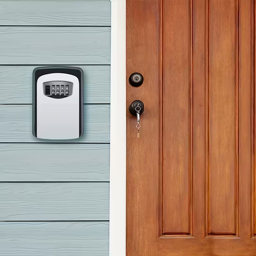 1pc Heavy-Duty Stainless Steel,Plastic Key Safe with Combination Dial - Flush Mount Security Box, for Home, Office, Hotel, Construction Sites - Compact Key Storage with Anti-Theft Protection, Key Lock Box, Office Access Control, Sleek Design, Weatherresistant Material, Business Owners, Home Security Box, Modern Lockbox, Durable Plastic Cover, Hotel Management
