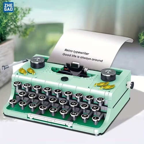 BLOCKS 820pcs Retro Typewriter Model Building Blocks Assembling Educational Building Blocks Toys, Assembling Building Blocks Desktop Ornaments Decorative Gifts Adult Holiday Gifts Preferred