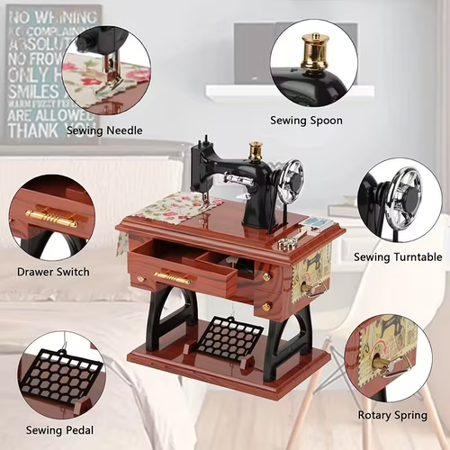 Vintage Music Box, Retro Mini Music Box, Vintage Sewing Music Box, Clockwork Music Box for Birthday Present, Mother's Day gifts, meaningful gifts