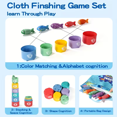 Creative Kids' Fishing Set, Colorful Kids' Party Favor Pack | Kids Fabric Fishing Set, Marine Life Toys - Enhances Hand-Eye Coordination & Attention, Creative Gift Idea for Birthdays, Christmas, Easter, Halloween, Thanksgiving, New Year - Boys & Girls Toys