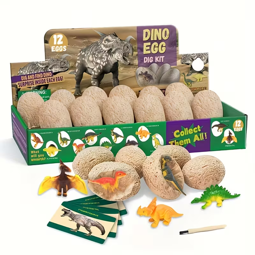 A Set of Dinosaur Fossil Excavation Eggs - 12 Unique Dinosaur Eggs with 12 Adorable Dinosaur Discoveries, Dig Through Several Distinct Dinosaur Eggs, an Archaeological Dinosaur Egg Kit