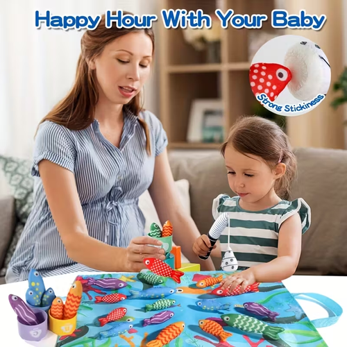 Creative Kids' Fishing Set, Colorful Kids' Party Favor Pack | Kids Fabric Fishing Set, Marine Life Toys - Enhances Hand-Eye Coordination & Attention, Creative Gift Idea for Birthdays, Christmas, Easter, Halloween, Thanksgiving, New Year - Boys & Girls Toys