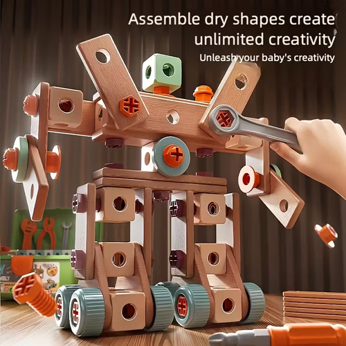 144pcs - Children's Screw Tool Box Toy, Screw Disassembly, DIY Puzzle Hands on Assembly, Multi functional Assembly Toy, Available in Multiple Shapes, New Products for Back to School Season