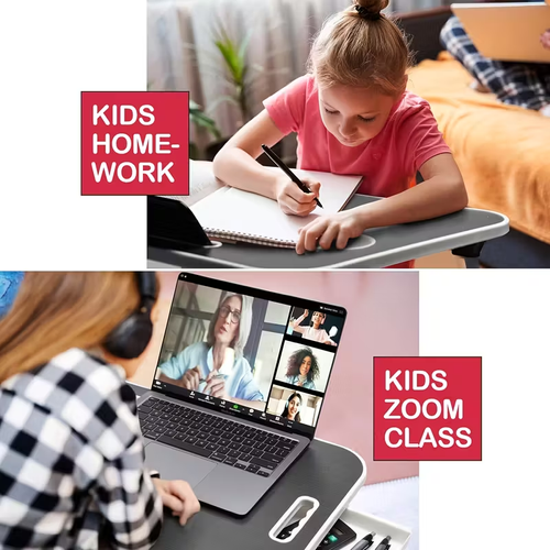 USB Laptop Bed Table, Laptop Desk For Bed, Foldable Laptop Bed Desk With USB Charge Port, Handle, Desktop Card Slot, Cup Slot, Side Drawer, Portable Laptop Table For Bed Eating Reading Working