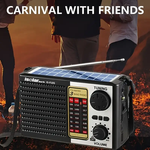 Portable Solar Radio Digital Speaker, Frequency Band, MP3 Player, Strong Reception Capability, LED Lights, USB Charging | Sturdy Design, Durable Structure, Suitable For Camping, Hiking, Outdoor Exploration, Outdoor Audio Equipment