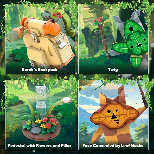 TOKMOC66004,888 Pieces,Koroks 5 Characters Building Block Set for BOTW, Cute Game Merch Action Figures,Collecting and Gifting Model for fans,Home Decoration,For aged 12 and above,Stress relief toy game fan