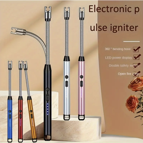 1pc Electronic Igniter Lighter with USB Rechargeable 360° Rotating Refillable Flame