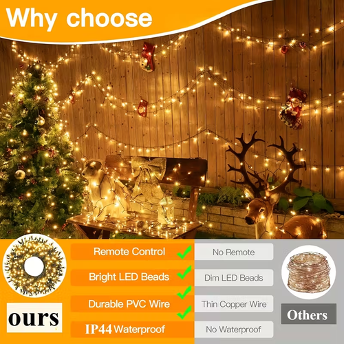 900 LED  Lights with Remote  8 Modes, Waterproof Outdoor Fairy Lights for Xmas Holiday Party Garden Wedding Home Decor, Multicolor