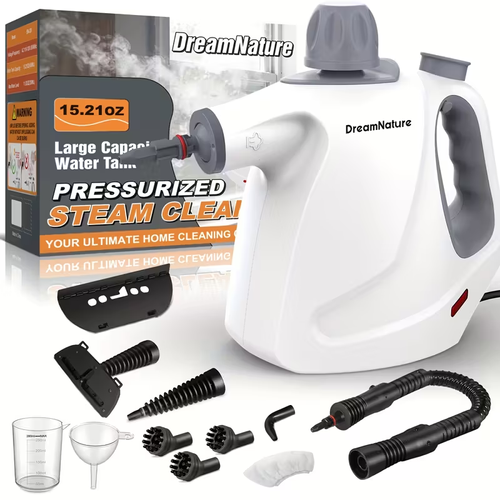 1Pc 1050W High-Power Portable Handheld Steam Cleaner Quick Heating, 12 Brush Heads For Versatile Cleaning In Kitchens, Bathrooms, Furniture & Cars - Us Plug, Large Capacity Water Tank, Steam Cleaner For Car