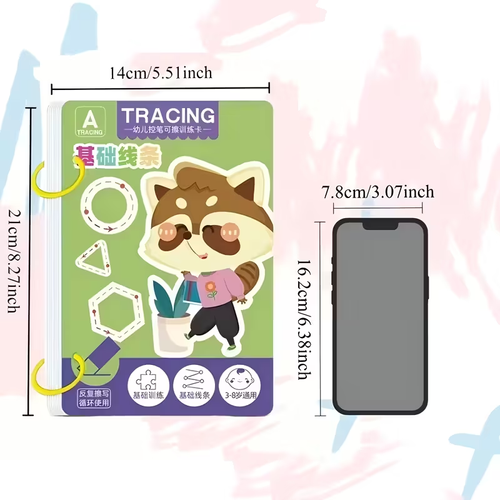 144-Page Reusable Educational Practice Book for Ages 3-6, Erasable Writing Tracking Pad, Durable Paper Material, Ideal for Control Training and Enlightenment Exercises During Holidays, Youngsters' Educational Workbook|Interactive Learning|Erasable Pages, Youngsters'S Educational Workbook