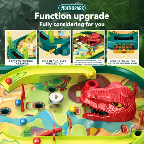 1pc Large Dinosaur Arcade Battle Table - Competitive Pinball Arena Game with Red Dinosaur Head