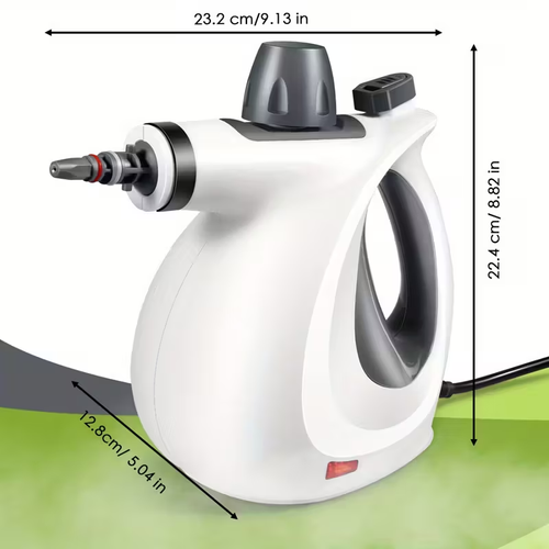 1Pc 1050W High-Power Portable Handheld Steam Cleaner Quick Heating, 12 Brush Heads For Versatile Cleaning In Kitchens, Bathrooms, Furniture & Cars - Us Plug, Large Capacity Water Tank, Steam Cleaner For Car